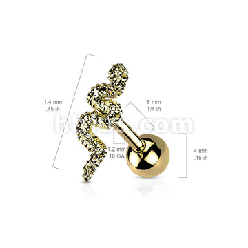 316L Surgical Steel Snake Cartilage Barbell - Image 6