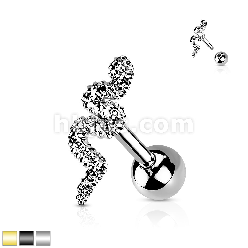 316L Surgical Steel Snake Cartilage Barbell - Image 2