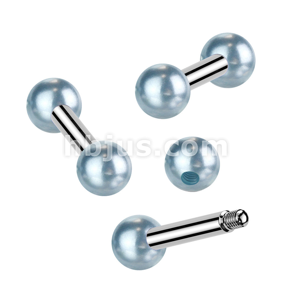Pearlish Coat Acrylic Balls 316L Surgical Steel Tragus/Cartilage Barbell
