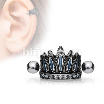 316L Surgical Steel Tribal Chief's Headdress Helix Cuff Antique Silver... - Image 2