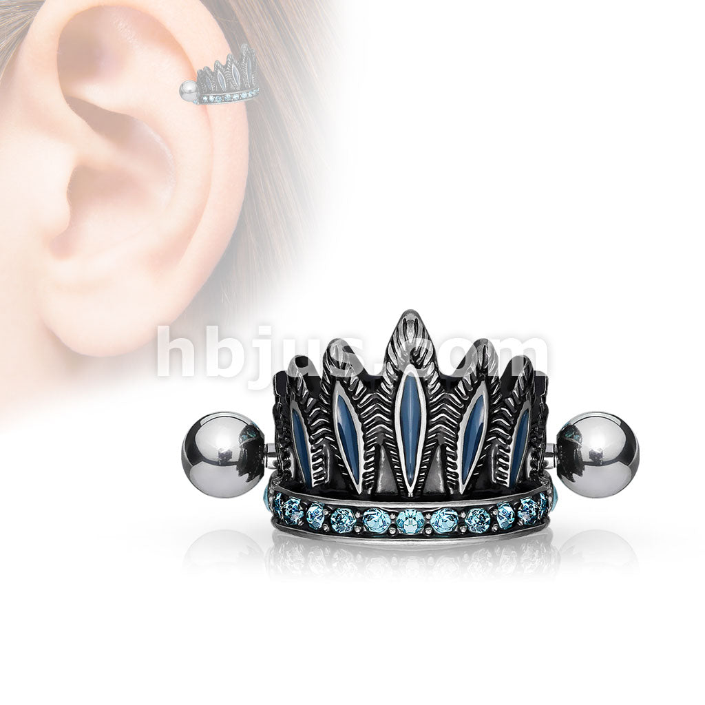 316L Surgical Steel Tribal Chief's Headdress Helix Cuff Antique Silver... - Image 3