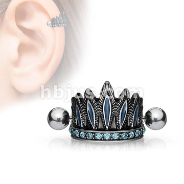 316L Surgical Steel Tribal Chief's Headdress Helix Cuff Antique Silver... - Image 3