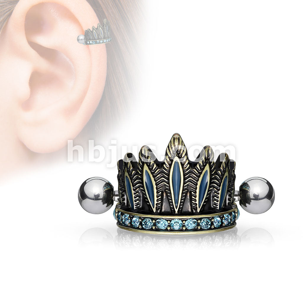 316L Surgical Steel Tribal Chief's Headdress Helix Cuff Antique Gold... - Image 3
