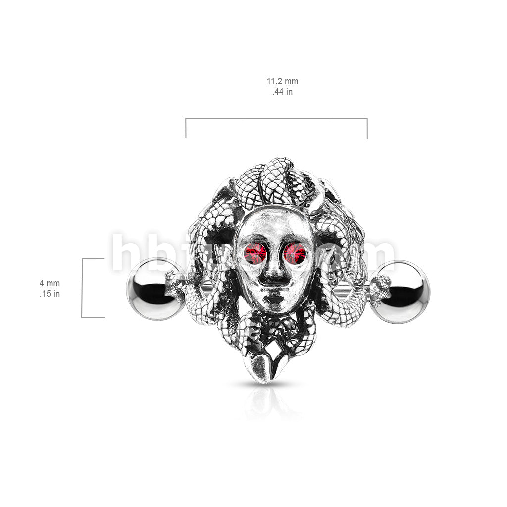 316L Surgical Steel Medusa with Red Crystal Eyes Ear Cartilage/Helix... - Image 3