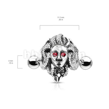 316L Surgical Steel Medusa with Red Crystal Eyes Ear Cartilage/Helix... - Image 3