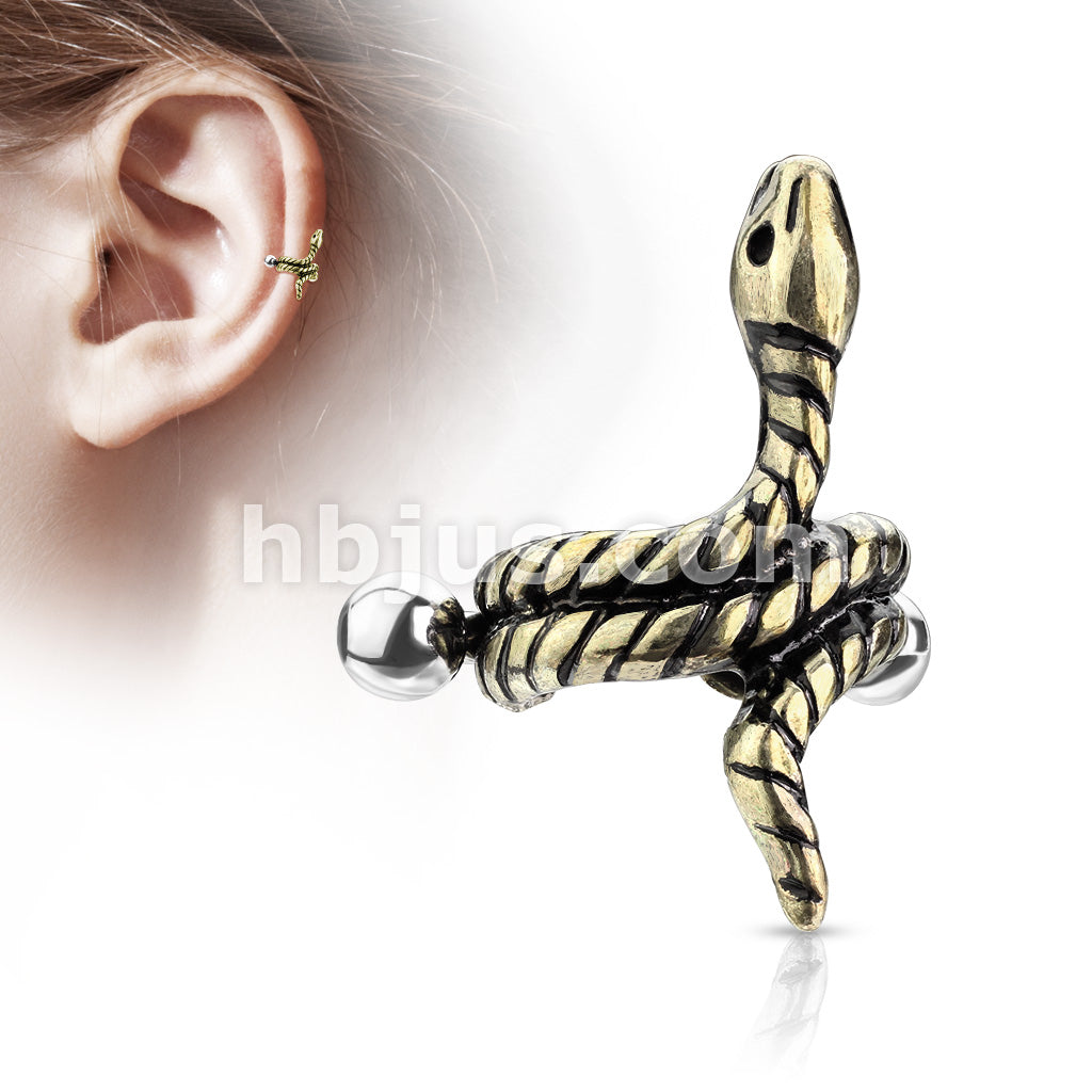 316L Surgical Steel Coiled Snake Helix Cuff with 316L Surgical Steel... - Image 3