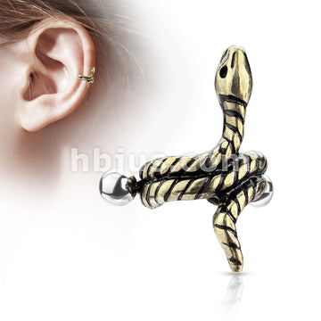 316L Surgical Steel Coiled Snake Helix Cuff with 316L Surgical Steel... - Image 3