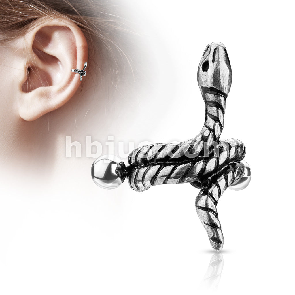 316L Surgical Steel Coiled Snake Helix Cuff with 316L Surgical Steel... - Image 4