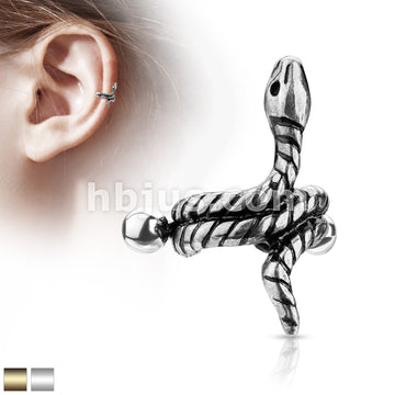 316L Surgical Steel Coiled Snake Helix Cuff with 316L Surgical Steel... - Image 2