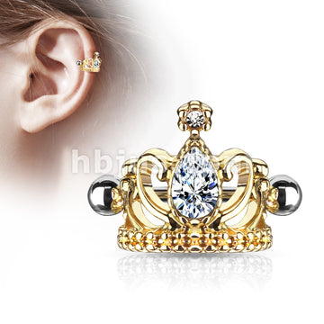 316L Surgical Steel Tear Drop Crystal Tiara Helix Cuff with 316L... - Image 4