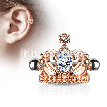 316L Surgical Steel Tear Drop Crystal Tiara Helix Cuff with 316L... - Image 5