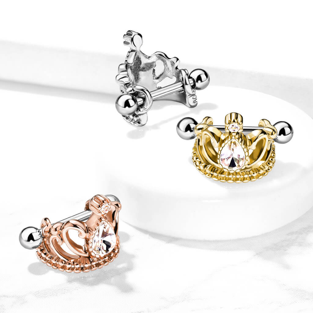 316L Surgical Steel Tear Drop Crystal Tiara Helix Cuff with 316L...