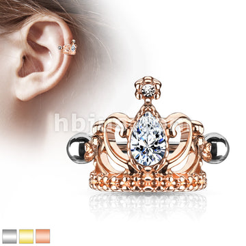 316L Surgical Steel Tear Drop Crystal Tiara Helix Cuff with 316L... - Image 2