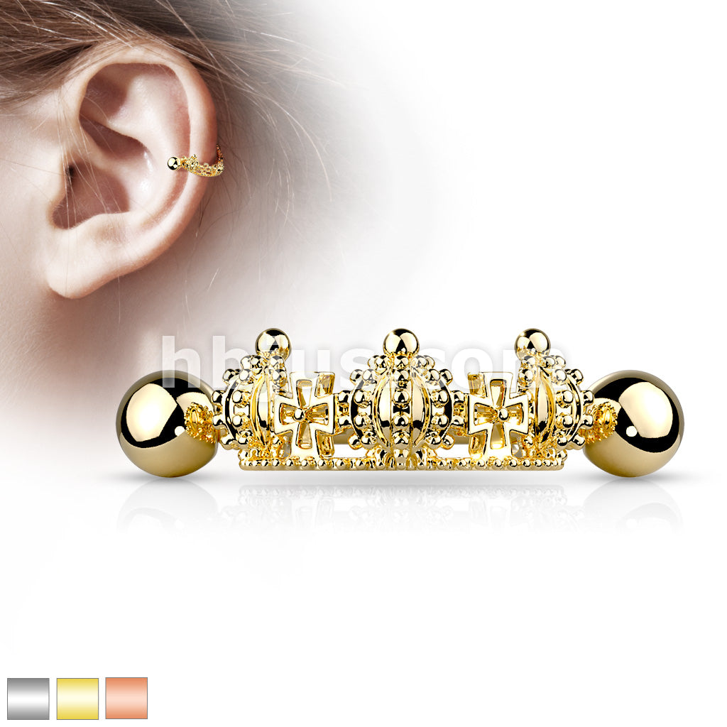 316L Surgical Steel Triple Crown Helix Cuff with 316L Surgical Steel... - Image 2