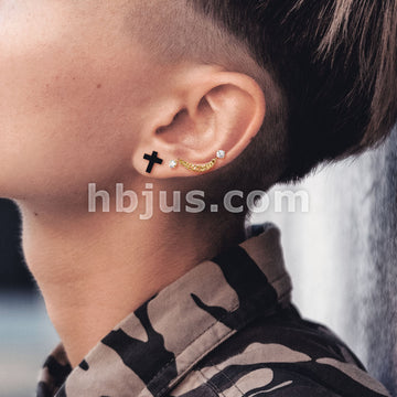 Double Chain Linked Prong Set CZ Cartilage Barbells 316L Surgical Steel - Image 8