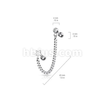 Flat Top Barbell and Chain Linked Crystal Set Barbell 316L Surgical Steel - Image 7