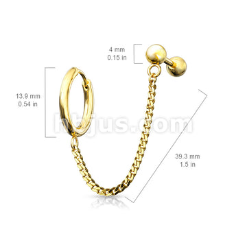 Round Clicker Hoop Earring and Chain Linked Cartilage Barbell 316L... - Image 8