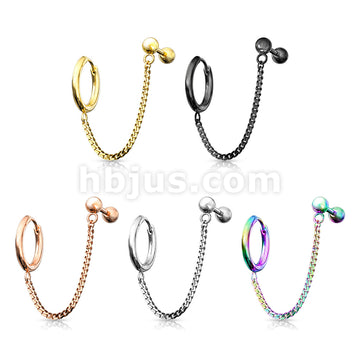 Round Clicker Hoop Earring and Chain Linked Cartilage Barbell 316L... - Image 9