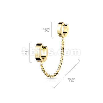 Chain Linked Double Round Clicker Hoops 316L Surgical Steel Earrings - Image 8