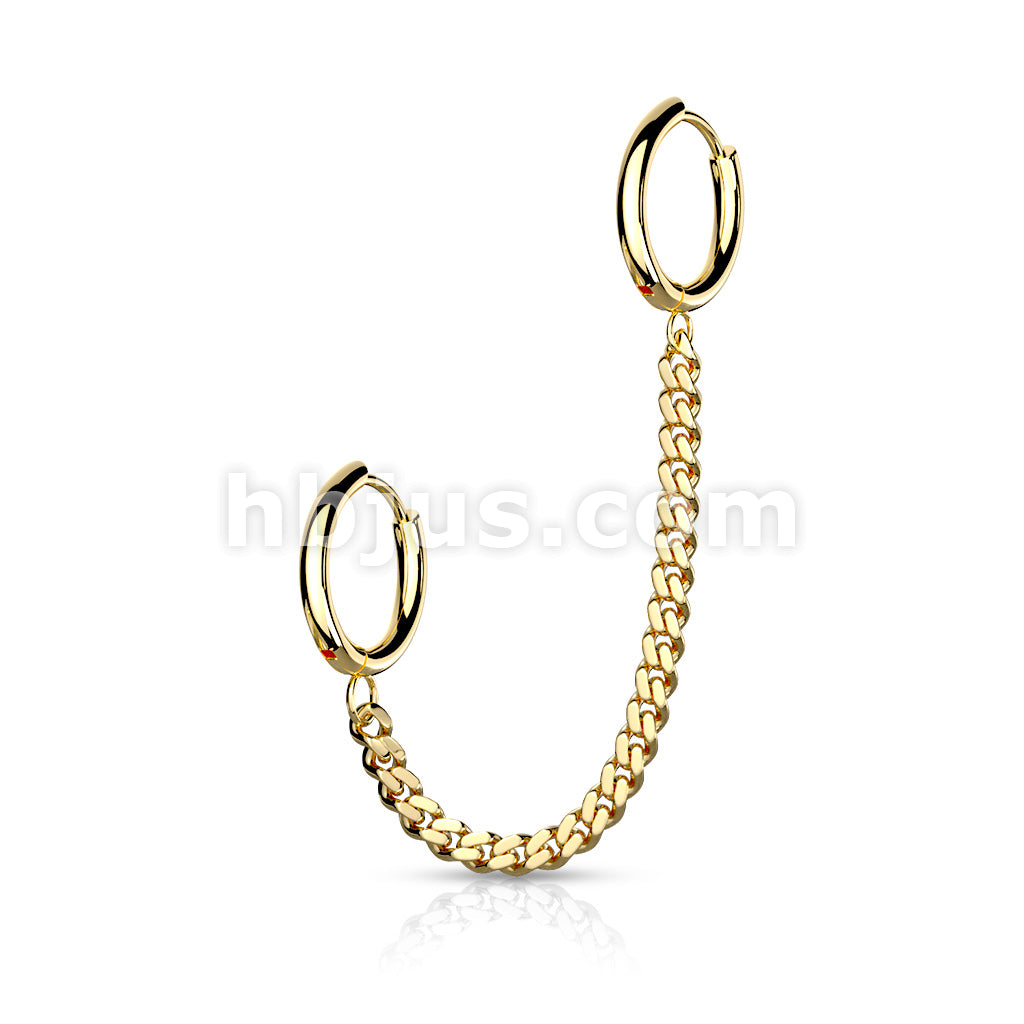 Chain Linked Round Clicker Ear Hoops All 316L Surgical Steel - Image 3