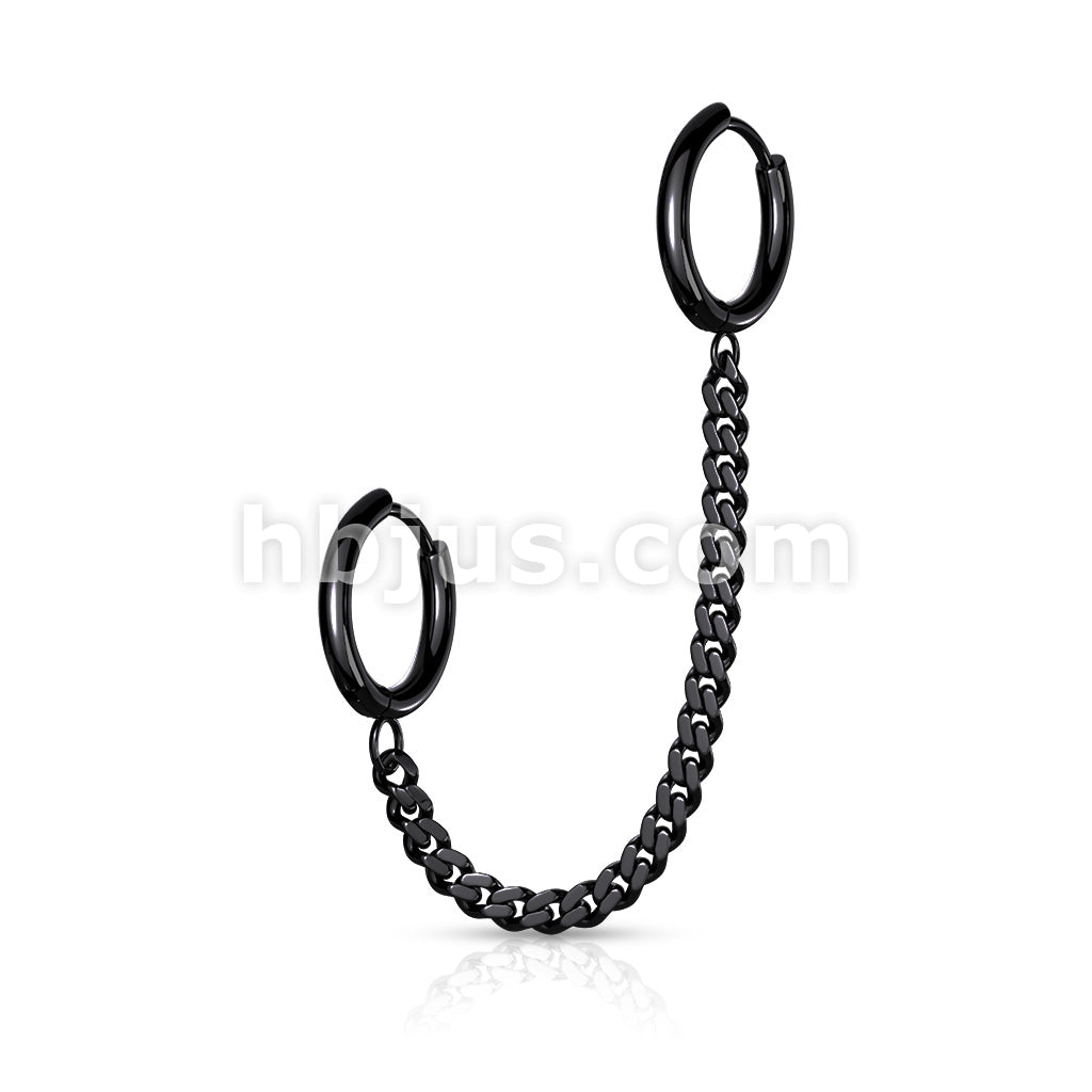 Chain Linked Round Clicker Ear Hoops All 316L Surgical Steel - Image 4