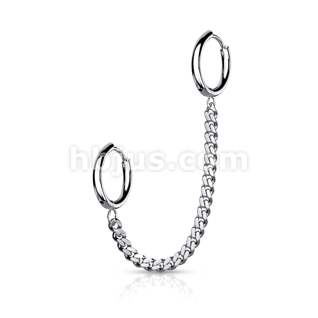 Chain Linked Round Clicker Ear Hoops All 316L Surgical Steel - Image 6