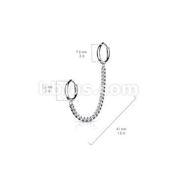 Chain Linked Round Clicker Ear Hoops All 316L Surgical Steel - Image 7