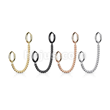 Chain Linked Round Clicker Ear Hoops All 316L Surgical Steel - Image 8