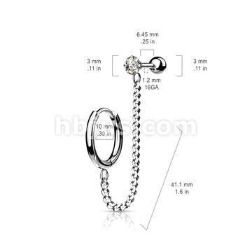 Round Clicker Hoop Earring and Chain Linked Cartilage Barbell with... - Image 7