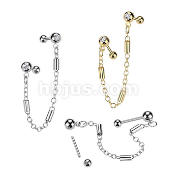 316L Surgical Steel 316L Surgical Steel Pressed Fit CZ Tragus,...