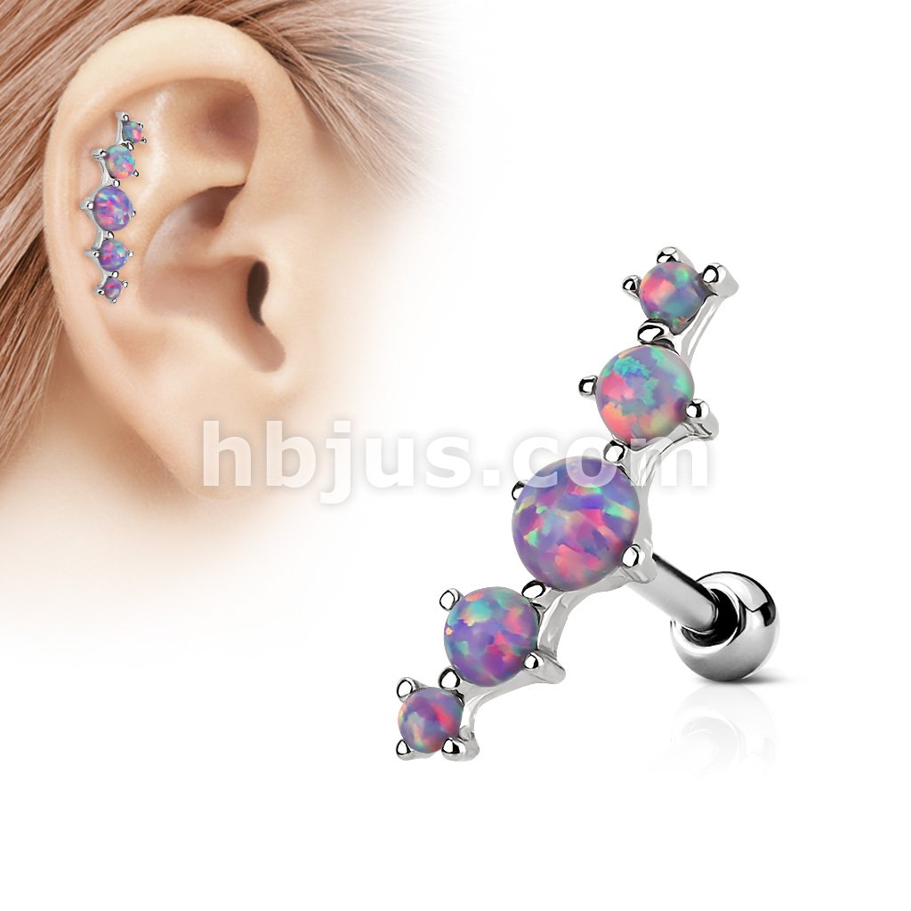 316L Surgical Steel Five Opal Set 316L Surgical Steel Tragus/Cartilage... - Image 5