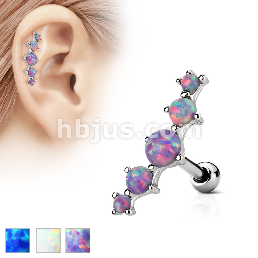 316L Surgical Steel Five Opal Set 316L Surgical Steel Tragus/Cartilage... - Image 2