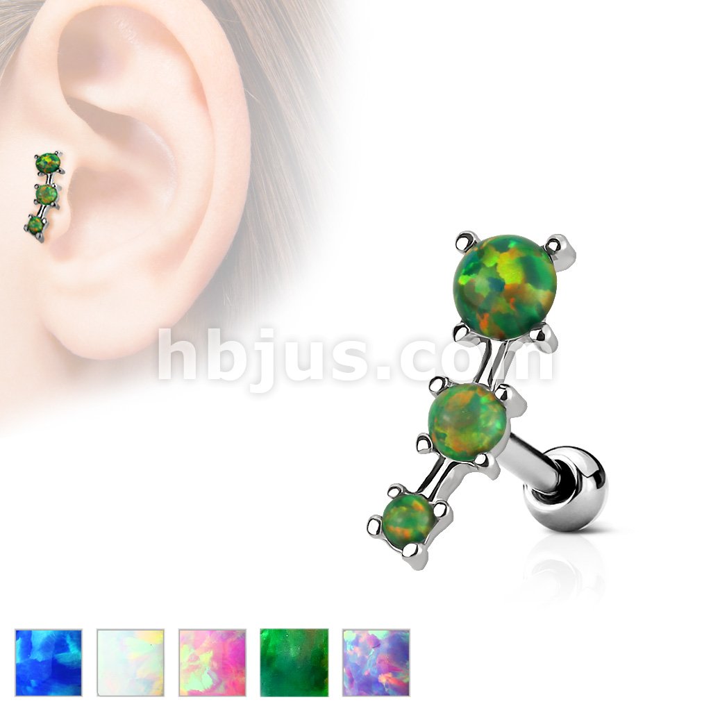 316L Surgical Steel Triple Opal Prong Se 316L Surgical Steel... - Image 2