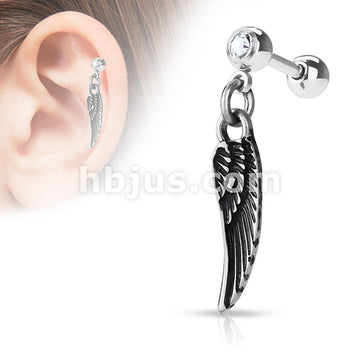 316L Surgical Steel Angel Wing Dangle 316L Surgical Steel Jewel set... - Image 2