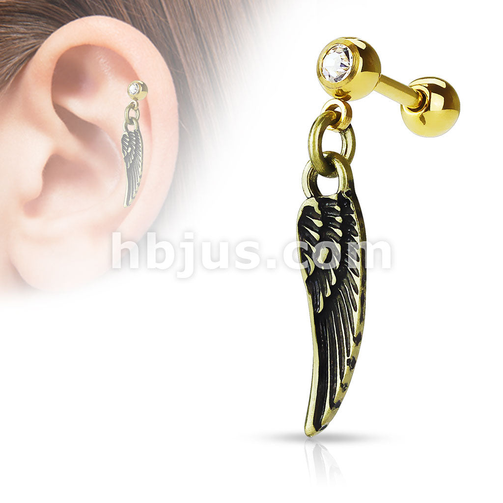 316L Surgical Steel Angel Wing Dangle 316L Surgical Steel Jewel set... - Image 3
