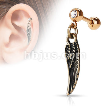 316L Surgical Steel Angel Wing Dangle 316L Surgical Steel Jewel set... - Image 4