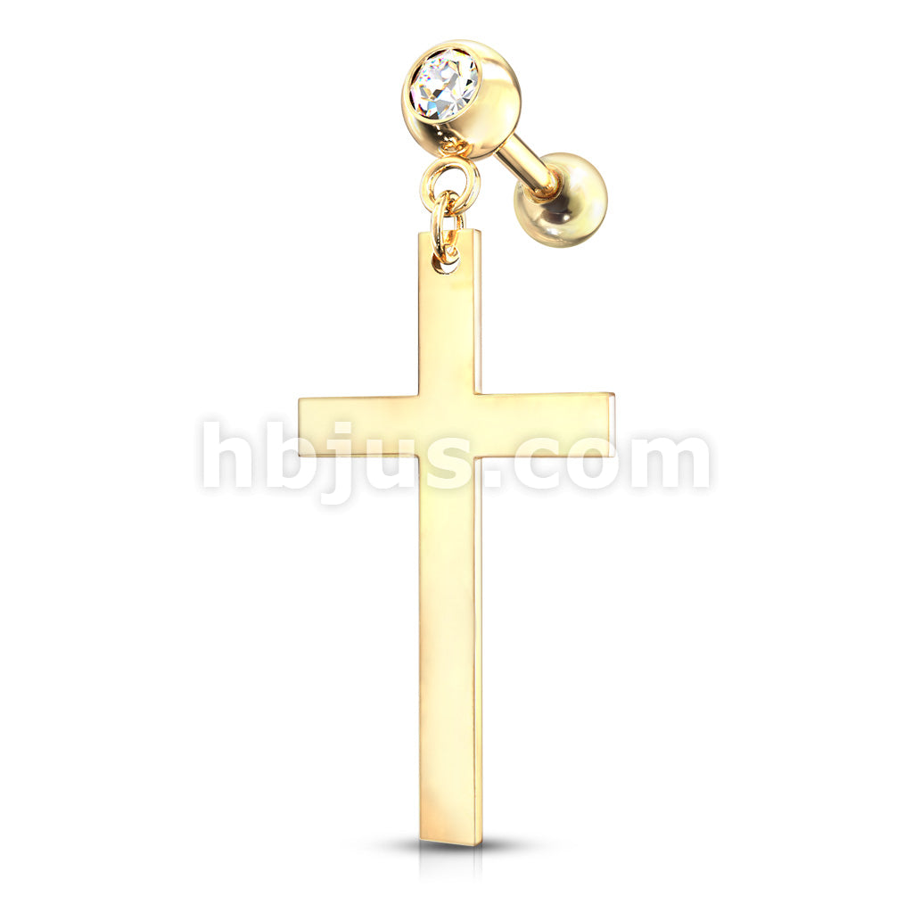 316L Surgical Steel Cross Dangle Crystal Set 316L Cartilage, Tragus... - Image 3