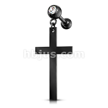 316L Surgical Steel Cross Dangle Crystal Set 316L Cartilage, Tragus... - Image 4