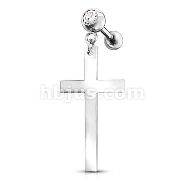 316L Surgical Steel Cross Dangle Crystal Set 316L Cartilage, Tragus... - Image 5