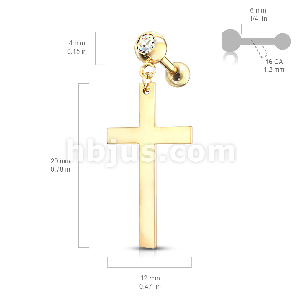 316L Surgical Steel Cross Dangle Crystal Set 316L Cartilage, Tragus... - Image 6