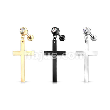 316L Surgical Steel Cross Dangle Crystal Set 316L Cartilage, Tragus... - Image 7