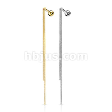 Double Chain Dangle 316L Surgical Steel Cartilage, Tragus Barbell Stud - Image 5