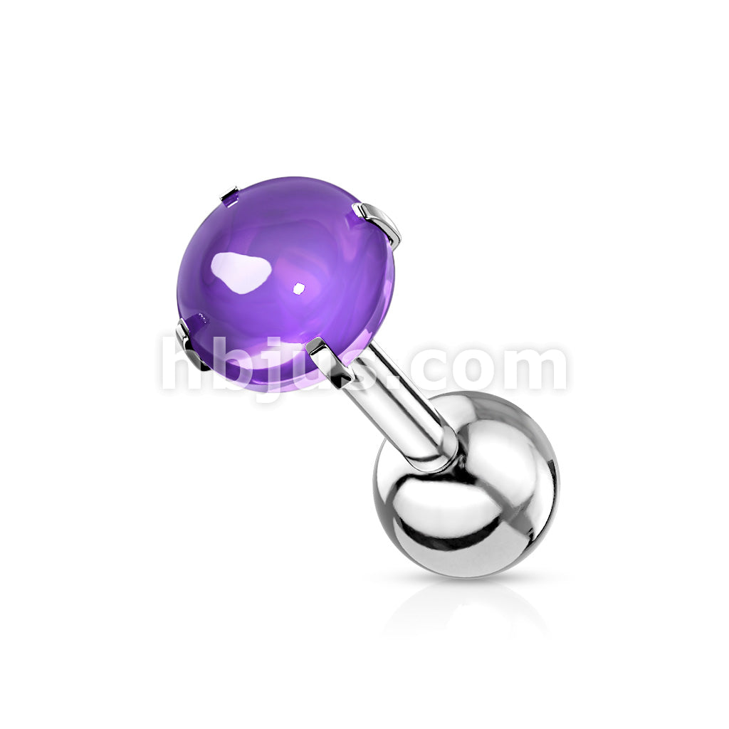Prong Set Zircon Cabochon Stone 316L Surgical Steel Cartilage, Tragus... - Image 3
