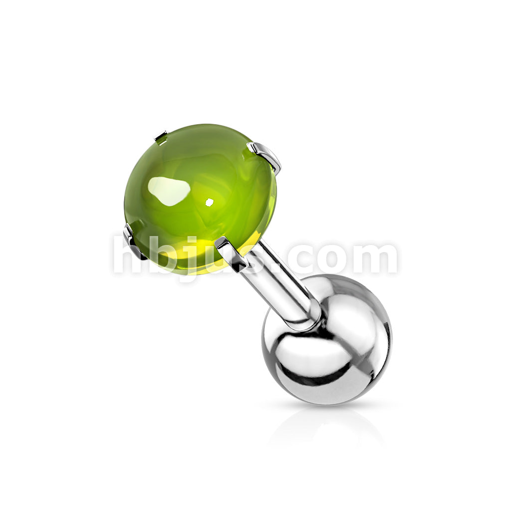 Prong Set Zircon Cabochon Stone 316L Surgical Steel Cartilage, Tragus... - Image 5