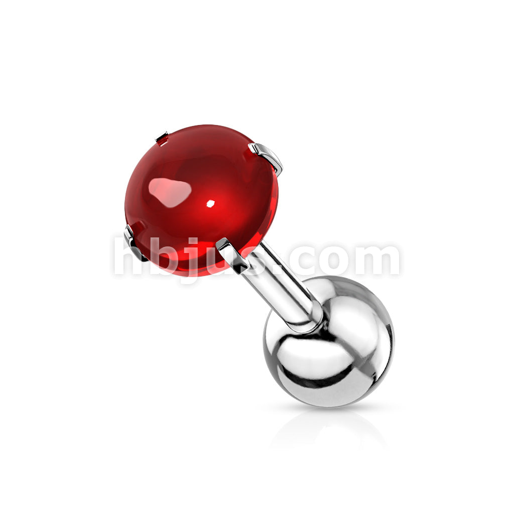 Prong Set Zircon Cabochon Stone 316L Surgical Steel Cartilage, Tragus... - Image 7