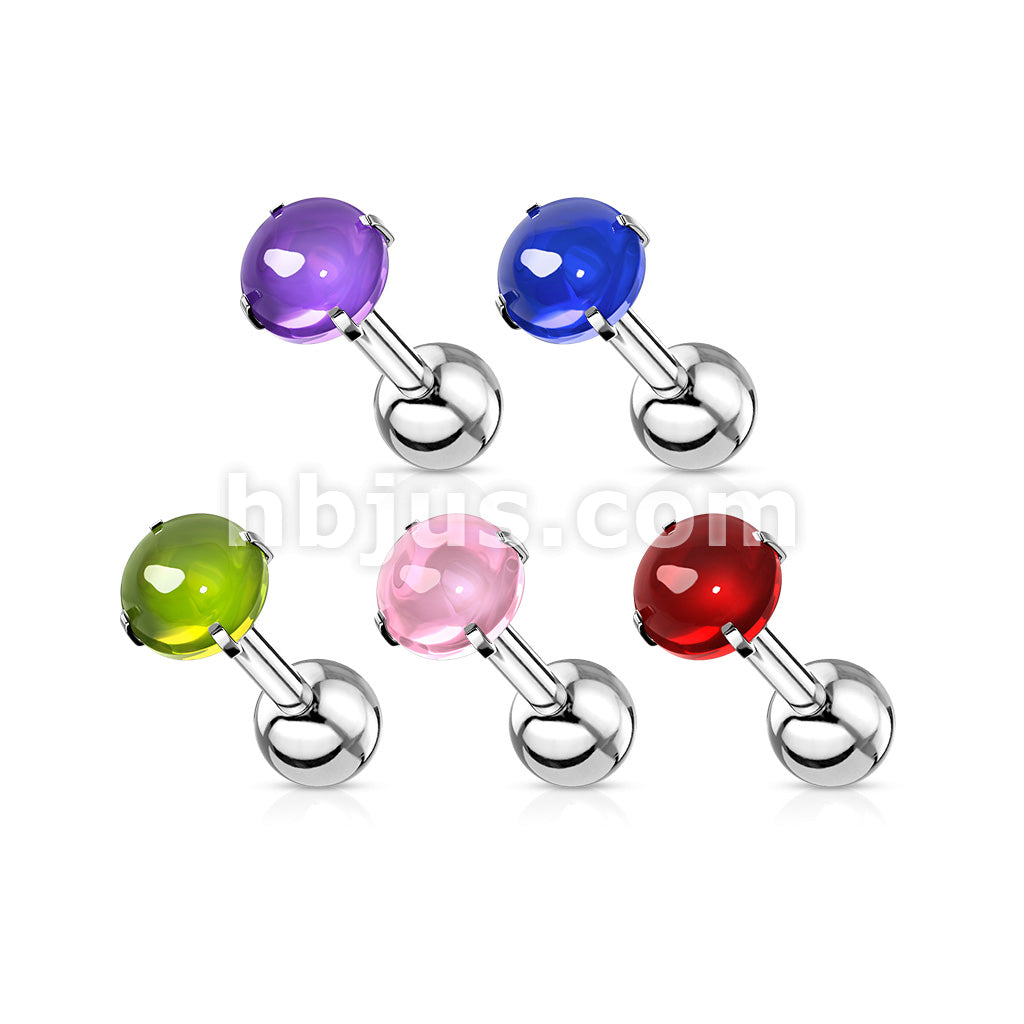 Prong Set Zircon Cabochon Stone 316L Surgical Steel Cartilage, Tragus... - Image 9