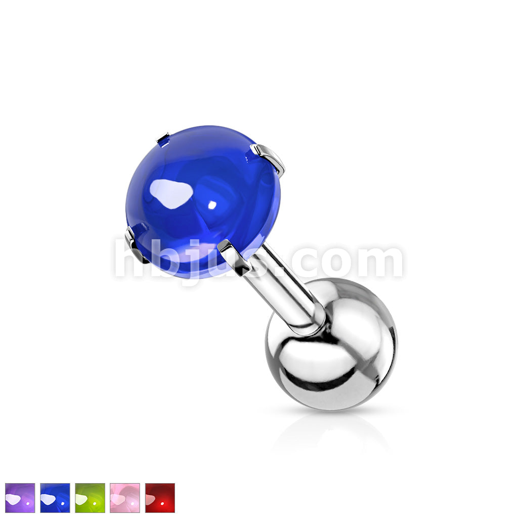 Prong Set Zircon Cabochon Stone 316L Surgical Steel Cartilage, Tragus... - Image 2