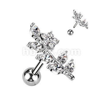 316L Surgical Steel CZ Flower and Vine Top 316L Surgical Steel... - Image 2
