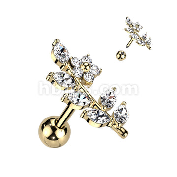 316L Surgical Steel CZ Flower and Vine Top 316L Surgical Steel... - Image 3