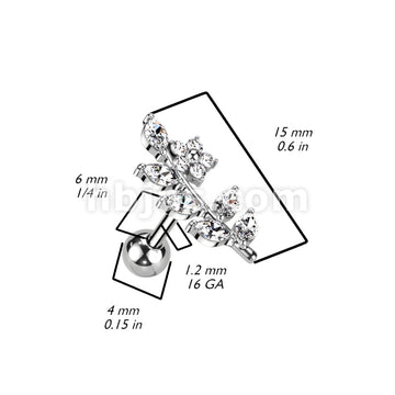 316L Surgical Steel CZ Flower and Vine Top 316L Surgical Steel... - Image 4